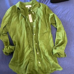 Banana Republic Oversized Green Linen Button up